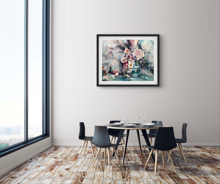 Soulful, intimate portrait 'Beyond the Notes' by Tash Bardot displayed in a beautifully styled interior, acting as a visual anchor of peace for the modern home.