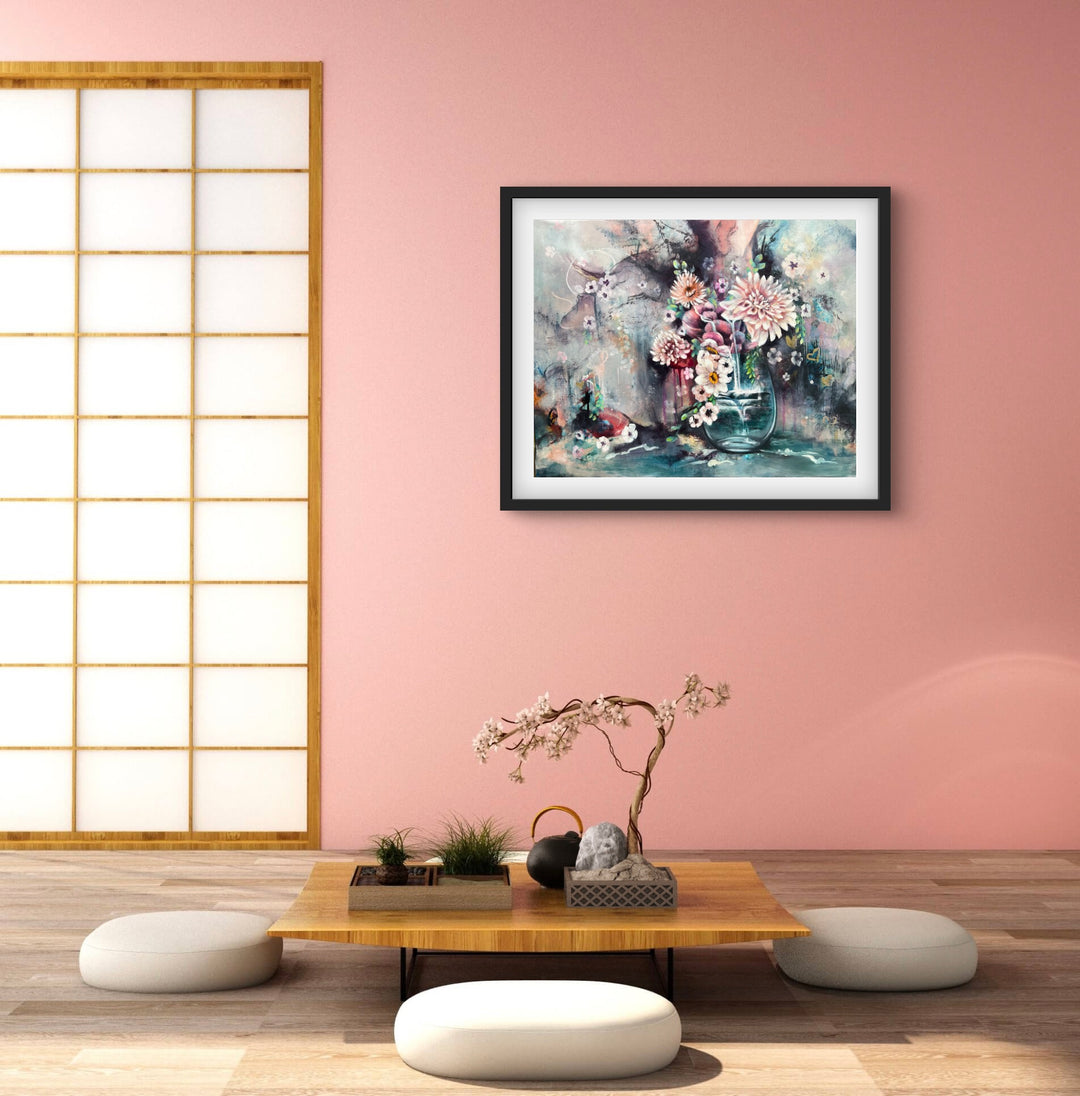 Soulful, intimate portrait 'Beyond the Notes' by Tash Bardot displayed in a beautifully styled interior, acting as a visual anchor of peace for the modern home.