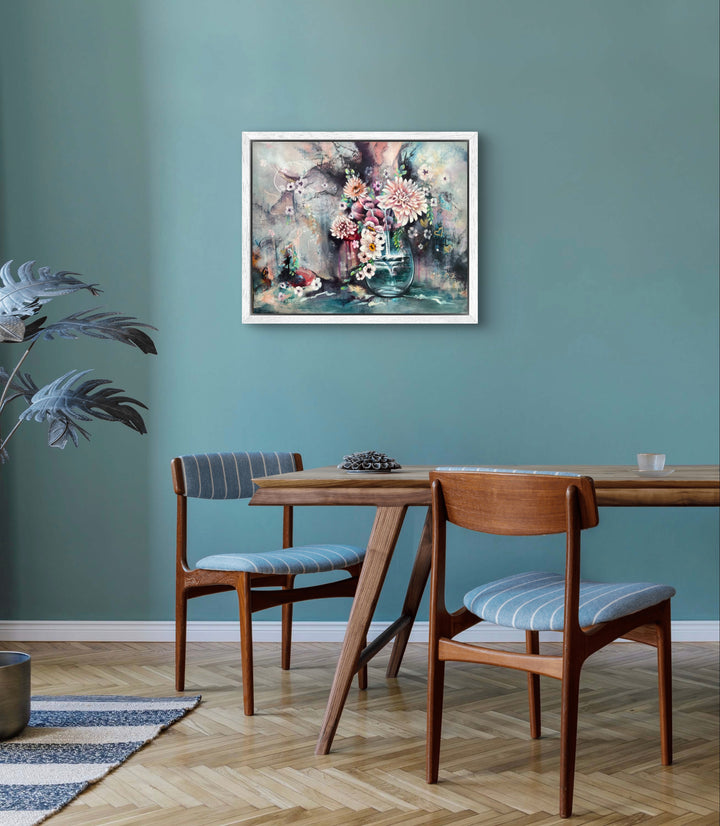 Soulful, intimate portrait 'Beyond the Notes' by Tash Bardot displayed in a beautifully styled interior, acting as a visual anchor of peace for the modern home.