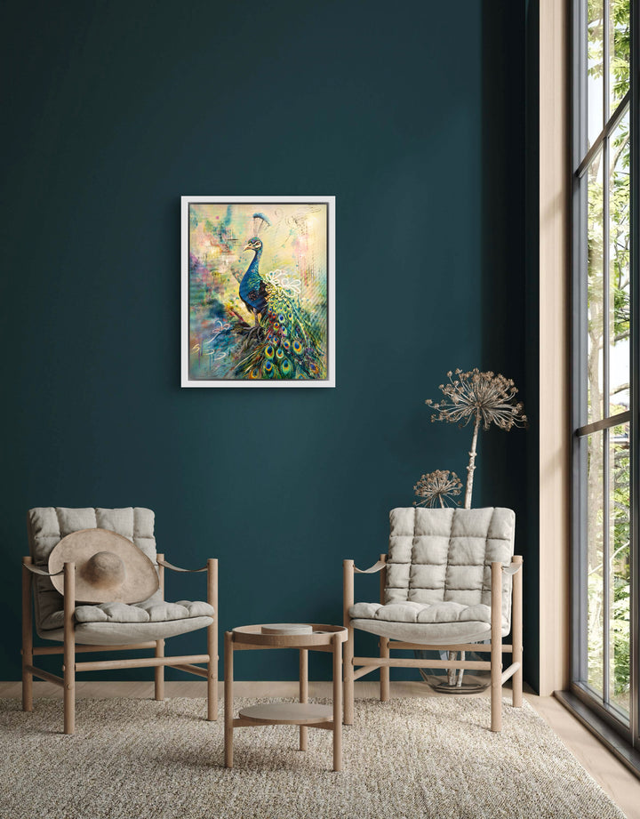 Contemporary interior styling featuring the 'Perched with Grace' print by Tash Bardot. A joyful visual anchor that serves as a private sanctuary of visibility and authentic radiance.